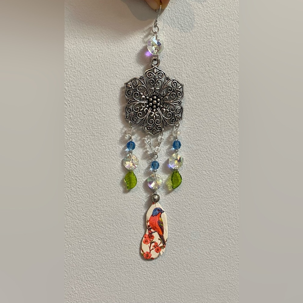 🍃💙Floral Bird Leaf Suncatcher
